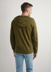 Men's Khaki Zip-Up Sweatshirt BLZMT-0078-8D(W26), back view of the product on the model. Half of the silhouette visible.