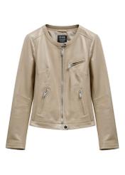 Beige women's genuine leather jacket KURDS-0154-1B(W26)