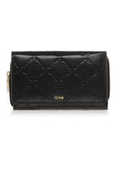 Black leather women's wallet with embossing PORES-0882-99(Z23)-01