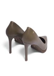 Women's dark beige leather high heels BUTYD-1217-1K(Z26), product view from the back on a white background.