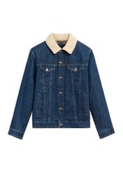 Men's navy blue denim jacket KURMT-0435-7C(Z26), front product view on white background.