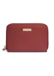 Red medium leather women's wallet PORES-1023-3D(Z26), front product view on white background.