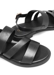 Women's leather sandals in black BUTYD-1152-99(W26), close-up of the product on a white background.