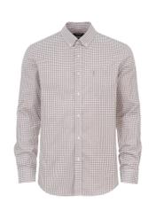 Men's beige check shirt KOSMT-0277-82(Z24)-03