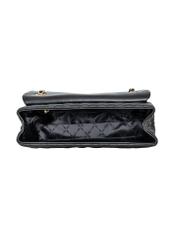 Black quilted chain bag TOREC-0443D-99(W25), product view from the inside on a white background.