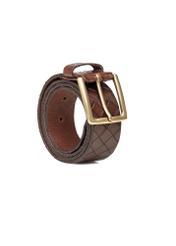 Men's brown leather belt PASMS-0278-1I(W26), diagonal product view on white background.