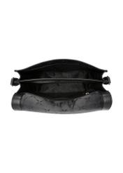 Women's black leather messenger bag TORES-1316-99(Z26) - product view from above, on a white background.