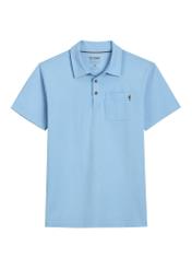 Blue men's polo shirt POLMT-0088-7B(W26), front product view on white background.