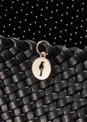Black woven women's handbag TOREC-1147-99(W26) - close-up detail, on white background.