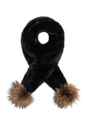 Black women's natural fur scarf SZADF-0038-9J(Z26), front view of the product on a white background.