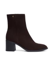 Brown suede high heel ankle boots BUTYD-1101-1I(Z26), side product view on white background.