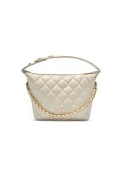 Cream small women's trunk handbag TOREC-1196-0A(W26), front product view on white background.