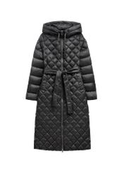Black women's jacket with natural insulation KURDT-0691-99(Z26) - front product view, on a white background.