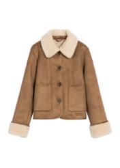 Camel short women's sheepskin coat KOZDP-0016-1D(Z26)
