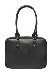 Black leather women's bag TORES-1370-99(Z26), product view from the back on a white background.