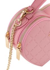 Pink heart-shaped handbag TOREC-1154-5B(W26), close-up of product detail, view on white background.