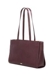 Burgundy leather women's laptop bag TORES-1343-4D(Z26), diagonal product view on white background.