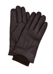 Men's brown leather gloves REKMS-0023-1I(Z26), front product view on white background.
