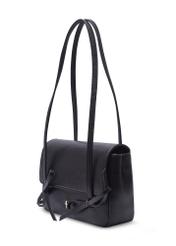 Small black women's handbag with bows TOREC-1379-99(Z26), diagonal product view on a white background.