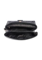 Women's leather handbag in black color TORES-1220-9I(W26) - product view from above, on a white background.