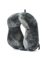 Gray travel pillow AW-014-0001-91(W25), diagonal product view on white background.