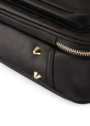Black spacious women's laptop bag TOREN-0320-99(Z25), close-up of the product detail, view on a white background.