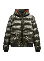 Men's green nylon jacket KURMT-0448-8B(Z26), front product view on white background.