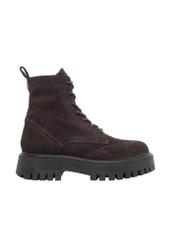 Women's suede ankle boots in brown color BUTYD-1289-1I(Z26), side view of the product on a white background.