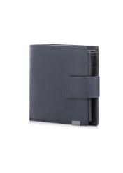 Men's leather wallet in navy blue PORMS-0694-7E(W26) - diagonal product view, on a white background.