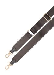 Black leather shoulder bag TORES-1317-99(Z26), close-up view of the strap on a light background.