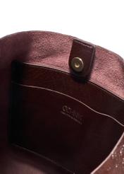 Large brown leather women's handbag TORES-1179-1I(W26), product view inside on white background.