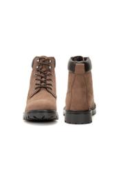 Brown leather lace-up men's ankle boots BUTYM-0514-89(Z25)