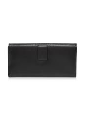 Women's leather black wallet PORES-0909-9G(Z26), back view of the product on a white background.