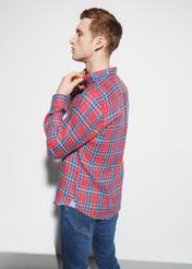 Men's red plaid shirt KOSMT-0308-15(W23)-02