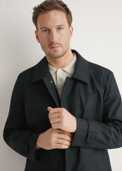 Black men's jacket with insulation KURMT-0408-99(W26), close-up of the product on the model's silhouette.