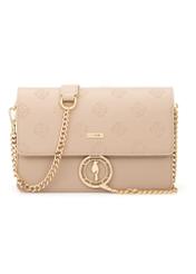Beige women's handbag with monogram TOREC-0536-1P(W26), front product view on white background.