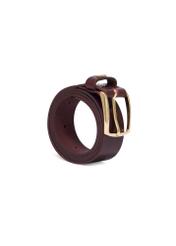 Women's leather belt in a deep burgundy shade PASDS-0358-4D(Z26) - diagonal view of the product, on a white background.