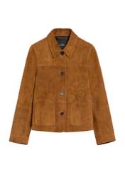 Brown women's suede jacket KURDS-0562-0775(Z25), product view from the front on a white background.
