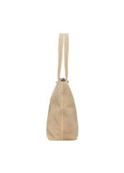 Women's shopper bag in cool beige color TORES-1407-1K(Z26) - side view of the product, on a white background.