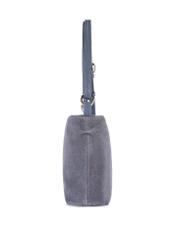 Navy blue suede women's handbag TORES-1249-7C(W26) - side product view, on a white background.