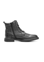 Black men's leather ankle boots BUTYM-0516-99(Z25), side view of the product on a white background.