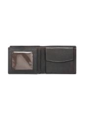 Dark brown small leather men's wallet PORMS-0687-1I(W26) - product view from above, on white background.