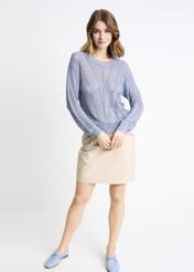 Blue openwork women's sweater SWEDT-0159-61(W22)-03