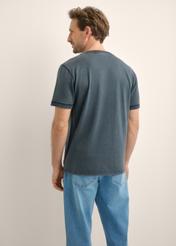 Dark navy blue cotton men's T-shirt with print TSHMT-0162-7E(Z26)