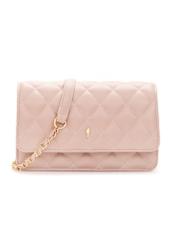 Pink small quilted women's handbag TOREC-1033-5A(W26), product view from the front on a white background.