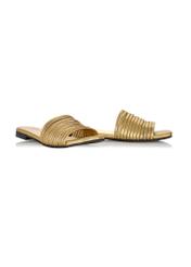 Women's gold leather flip-flops BUTYD-1048-28(W24)-02