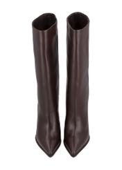 Dark brown leather women's boots BUTYD-1334-1I(Z26), front product view on white background.