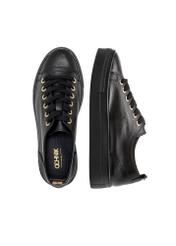 Women's high black leather sneakers BUTYD-1062-99(W26) - product view from above, on a white background.