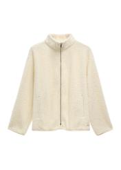 Cream women's zip-up sweatshirt BLZDT-0126-0B(Z26), front product view on a light background.