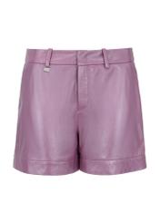 Women's lilac leather shorts SPODS-0007-1322(W23)-05